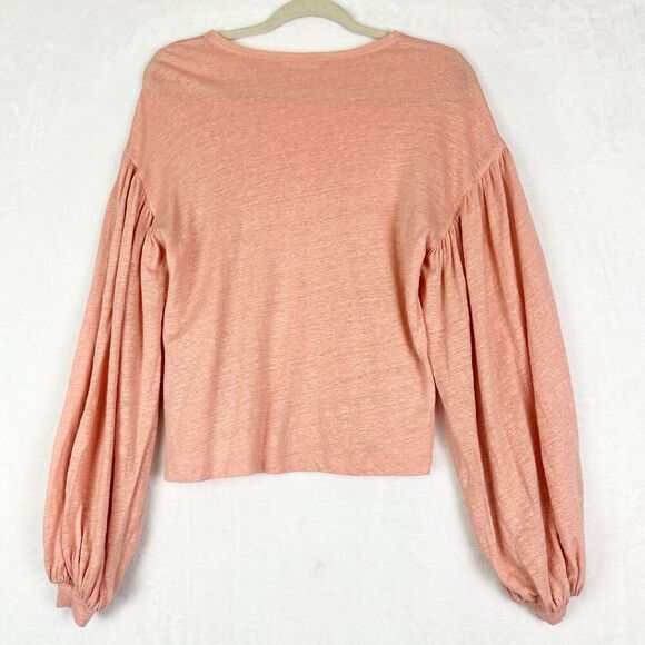 Ulla Johnson Faye Top Linen Size Small Peach Coral Balloon Sleeve Oversized - Picture 2 of 5